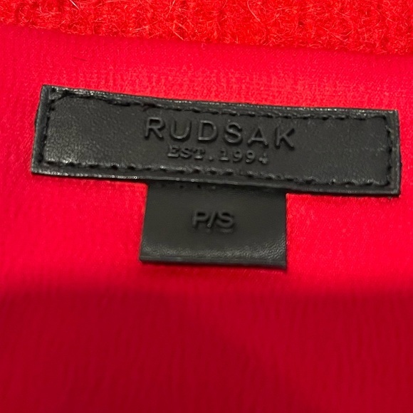 RUDSAK – Red Wool & Mohair Sweater with Leather Details – Size P/ - Picture 2 of 13